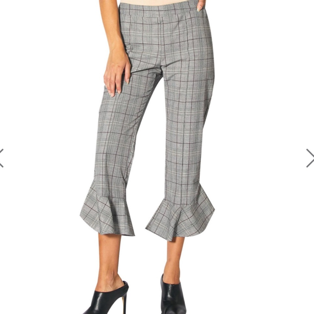 Anthropologie //Ro & De// Plaid Peplum Ruffle Capri Crop Trouser Pant